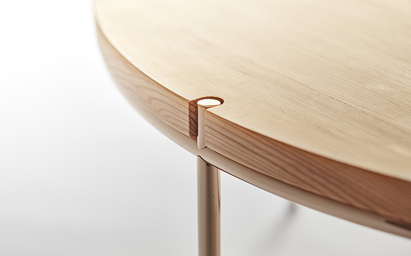 【FIL】ラウンドテーブル MASS Series 900Round Table -Natural Wood & Copper Frame-　小国杉 テーブル 丸テーブル 机 インテリア 家具 木製 