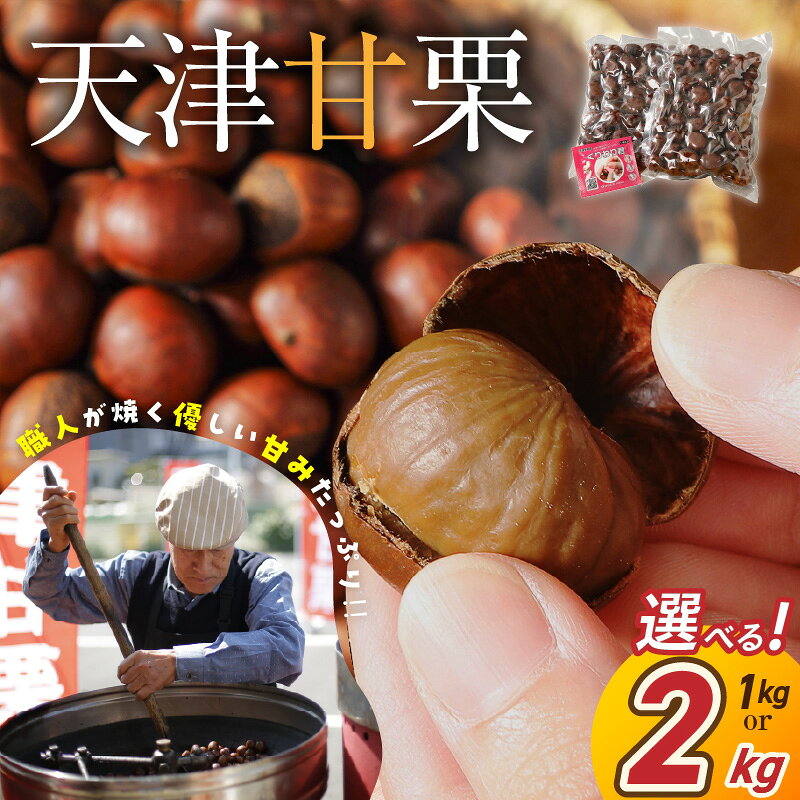 【ふるさと納税】皮付き 天津甘栗 選べる 容量 1kg 2kg 焼いた当日に発送 やさしい甘み 保存料不使用 甘栗 焼き栗 栗爪付き ベテラン職人が焼き上げる 栗ご飯 和菓子 洋菓子 おやつ スイーツ マロン 常温 愛知県 碧南市 送料無料