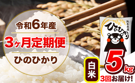 【3ヶ月定期便】令和6年産 定期便 ひのひかり 5kg 《申込み翌月から発送》令和6年産 熊本県産｜人気米 熊本県産米 お米 生活応援米