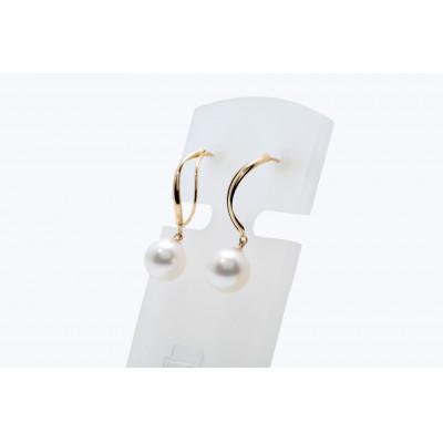 ふるさと納税 長崎県 あこや真珠(8〜8.5mm珠)デザインピアス/K18YG |  | 01