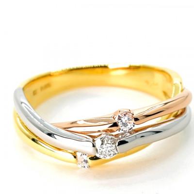 ふるさと納税 笛吹市 K18/PT　スリーカラーダイヤリング0.20CT　R3979DI-C #8 |  | 01