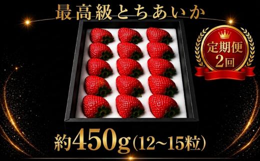 いちご【先行予約】【定期便2回】とちあいか贈答用 黒箱 いちご プレミアム 黒箱 贈答 ギフトBOX 定期便 2回 1回のお届け約450g 総量約900g【栃木県 真岡市産】いちご 果物 イチゴ 苺 旬 産地直送 国産