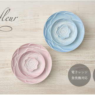 錦右エ門陶苑 La Vie en rose バラの食器 6点セット ピンク&ブルー 有田焼 取り皿 小皿 バラ 薔薇 食卓 カトラリーレスト A35-254