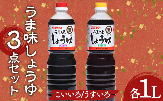 
                  ＼選べる組み合わせ／うま味しょうゆこいいろ・うすいろ3点セット 醤油 調味料 食品 名産品 グルメ 四国 F5J-486
                