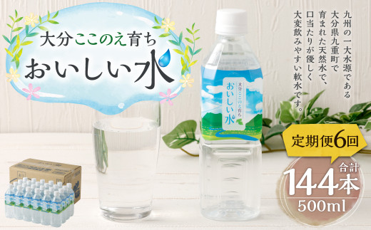 【6ヶ月定期便】大分 ここのえ育ち おいしい 水 500ml×24本 合計144本