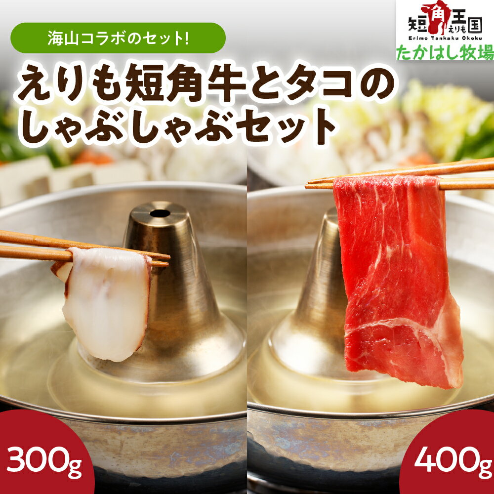 【ふるさと納税】えりも短角牛 と タコ の しゃぶしゃぶ セット 計700g/ 赤身肉 ヘルシー 放牧 自家産牧草 スローフード もも肉 モモ ブリスケ ブリスケット 牛肉 肉 ビーフ たこしゃぶ 蛸 刺身 海鮮 魚介 食べ比べ お取り寄せ 冷凍 国産 北海道産 北海道 えりも町