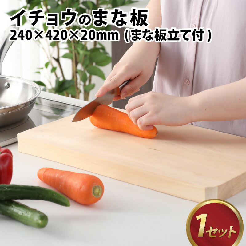 【ふるさと納税】【12月26日受付分まで年内配送】イチョウのまな板 (まな板立て付) 24×42×2cm / カッティングボード 長方形 薄型 コンパクト 防腐剤不使用 いちょう 銀杏 俎板 調理器具 キッチン用品 日用雑貨 雑貨 工芸品 真名板 送料無料 [C-039003]