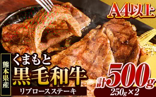 くまもと黒毛和牛 リブロースステーキ 500g ( 250g x 2枚 ) 牛肉 冷凍 《30日以内に出荷予定(土日祝除く)》 くまもと黒毛和牛 黒毛和牛 冷凍庫 個別 取分け 小分け 個包装 ステーキ肉 にも リブロースステーキ