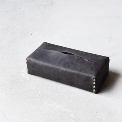 ふるさと納税 河内長野市 本革ティッシュカバー スモーク グレー 国産レザー Teha’amana