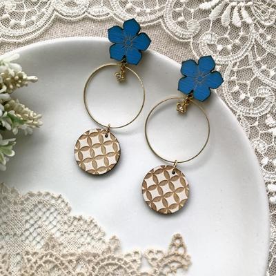 ふるさと納税 福知山市 水色桔梗と七宝柄のお守り耳飾り(ピアス)