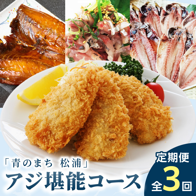 「青のまち 松浦」アジ堪能コース定期便全3回【D0-038】真アジ 鯵 アジ あじ アジフライ おかず つまみ 揚げ物 魚 魚介類 海の幸 鮮魚 おつまみ 一品長崎県 松浦市 ふるさと納税