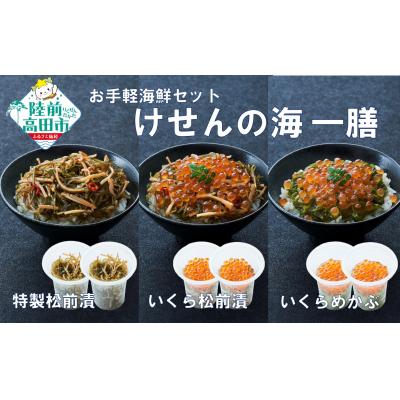 ふるさと納税 陸前高田市 【簡単海鮮丼】けせんの海 一膳 3種×2個セット 松前漬 いくら松前漬 いくらめかぶ