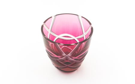 浅草切子 KANA KURITA「ぐい呑み 結 金赤」木箱入り