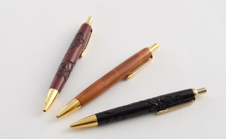 逗子茜工房　鎌倉彫　ボールペン　桜（さくら）黒