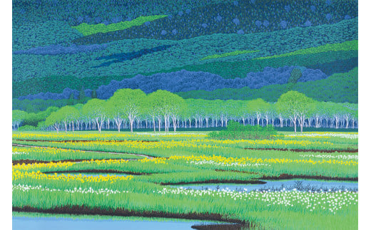 「夏輝花」 クリーム額 【埼玉県 東松山市 版画 額付 小川手漉和紙 日本版画会 小暮真望 芸術 美術 風景 自然 送料無料 バージョン 美しい ギャラリー アーティスト アート ART 芸術 デザイ