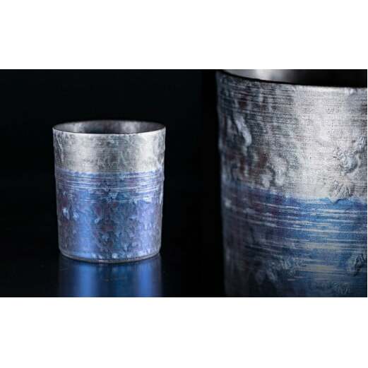 【NYが認めた逸品】有田焼 麟 Lin プレミアムオンザロック 樹氷 2個セット (Blue・Purple) ロックカップ メタリックな有田焼【金照堂】ウイスキー 焼酎 タンブラー 有田焼 ギフト A