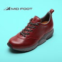 【ふるさと納税】MIDFOOT ( ミッドフッド ) 婦人靴 レザースニーカー MF002JL ( ワイン ) 4E　【 ファッション 靴 シューズ スニーカー レディース 】 【 お洒落 レザーシューズ オイルレザー 快適 履き心地 】　ファッション・靴・シューズ・ファッション・女性・レディース