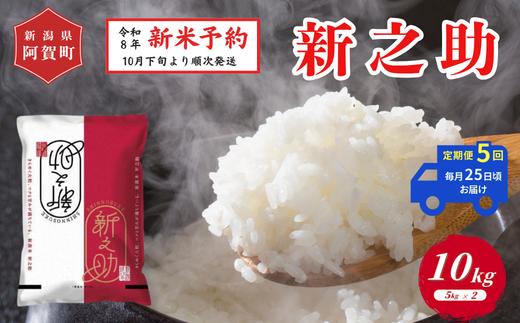 《令和8年産　新米予約》【定期便 全5回】米 10kg（5kg×2袋）×5回 (計50kg) 新潟県阿賀町 津川産 新之助 令和8年産 精米 白米 50キロ 新潟県産コシヒカリ 新潟県産こしひかり 新潟県産 コシヒカリ こしひかり ごはん ご飯 新潟県 阿賀町