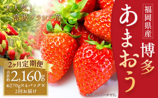 【2回定期便】いちご「あまおう」 約270g×4パック 合計 約2160g【2024年12月中旬発送開始】