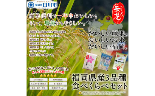 福岡県産 無洗米 食べ比べ 3品種セット 6kg お取り寄せグルメ お取り寄せ 福岡 お土産 九州 ご当地グルメ 福岡土産 取り寄せ グルメ 福岡県 食品