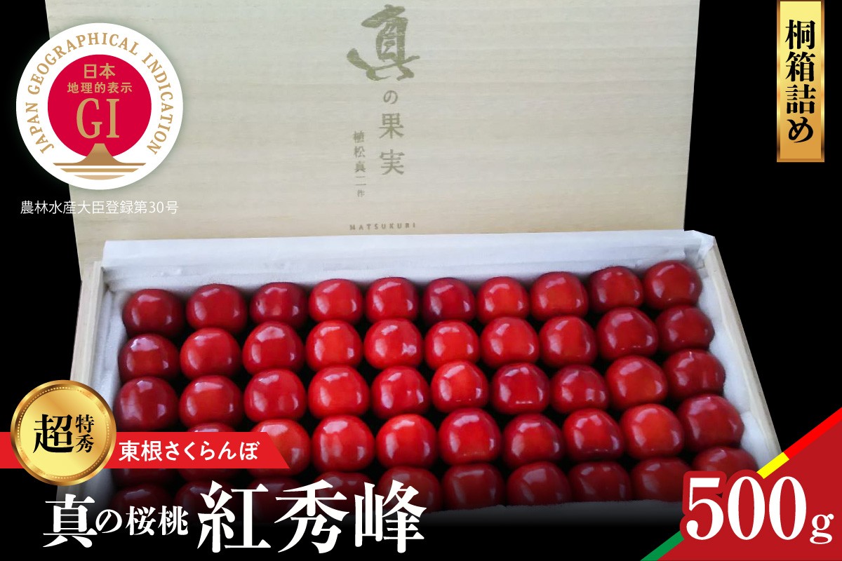 【2027年産 先行予約】 GI東根さくらんぼ 真の桜桃 紅秀峰　桐箱詰め500g 山形県 東根市 hi062-054-r9 ふるさと納税 フルーツ 果物 くだもの 期間限定 取り寄せ グルメ 特産 産地直送