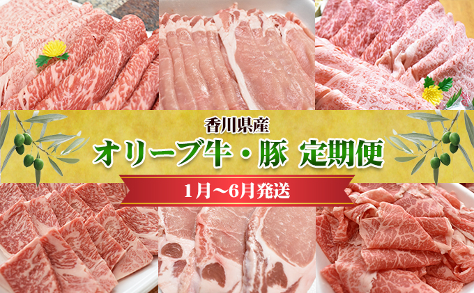 オリーブ牛 オリーブ豚 定期便 6ヶ月 6回 500g 牛肉 豚肉 香川県産 国産 とんかつ 約130g × 4枚 切り落とし ロース 豚ロース 半年 6回お届け すき焼き しゃぶしゃぶ 焼肉 鍋 オリーブ ミートショップ松屋 定期 お肉 肉 松屋 香川県 東かがわ市 46312448