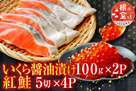 いくら醤油漬け100g×2P、紅鮭切身5切×4P C-76006