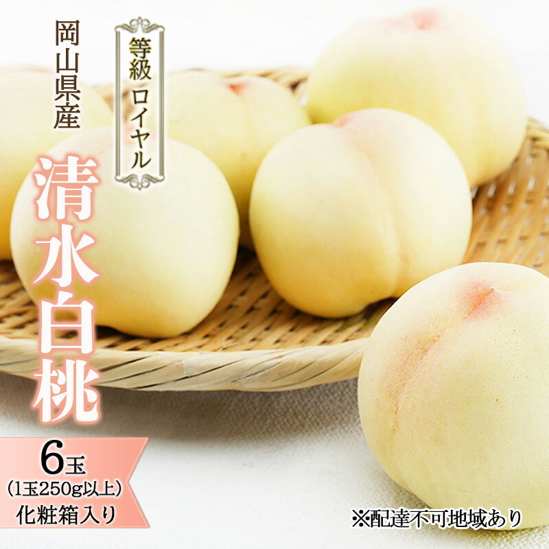 【ふるさと納税】桃 2026年 先行予約 清水 白桃 6玉 （1玉250g以上） 等級：ロイヤル 化粧箱入り もも モモ 岡山県産 国産 フルーツ 果物 ギフト 贈答品 糖度12.0度以上 　お届け：2026年7月中旬～2026年8月上旬