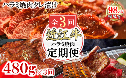 
            【定期便】定期便　和牛入国産牛　ハラミ焼肉　秘伝の自家製タレ漬け全３回【FO51U】
          