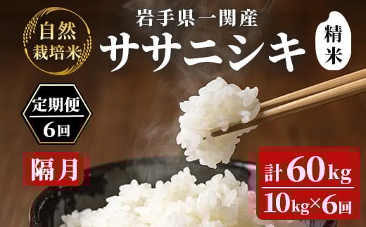 【隔月定期6回】令和7年産 新米 自然栽培米 ササニシキ 10kg【精米】