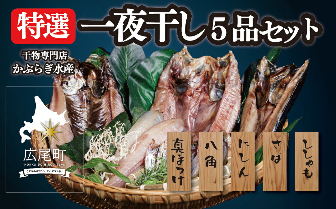 【ふるさと納税】北海道十勝広尾町　干物専門店かぶらぎ水産の特選一夜干し5品セット一夜干し5品（真ほっけ、八角、にしん、さば、ししゃも）