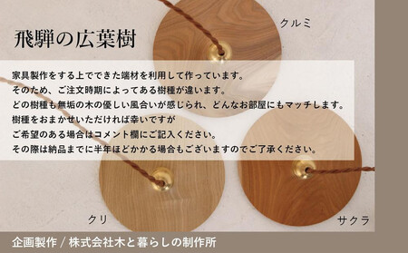 【国産広葉樹のペンダントライト】 おしゃれ 人気 おすすめ 新生活 国産 天然木 シンプル　ヒダコレ家具　HIDA COLLECTION  GF014VC13
