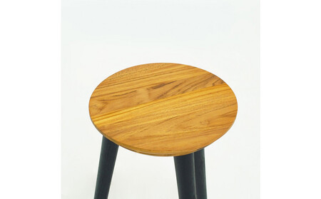 【ナチュラル×ブラック】スツール 板座面  幅36.5cm 奥行き36.5cm 高さ43cm チーク無垢材