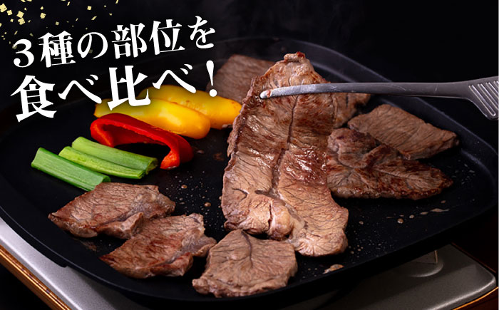 【全3回定期便】A4ランク 希少部位 焼肉3種 600g 2-3人前 肩ロース ミスジ モモ (カタ) 糸島牛 糸島市 / 一番田舎 [AGN009]