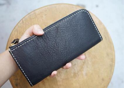 【全5色】栃木レザー のLジップファスナー長財布 シュリンクタイプ ソフトな手触り/Lzip wallet 02/キャメル/minca　315