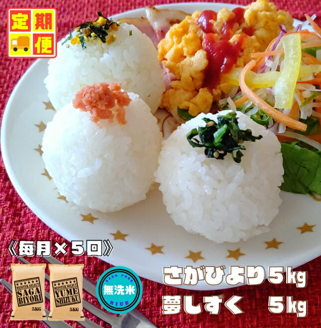 【ふるさと納税】『新米予約初回2025年11月発送』【5回定期便】【無洗米食べ比べ！】さがびより5kg夢しずく5kg 【五つ星お米マイスター厳選！】（CID10）