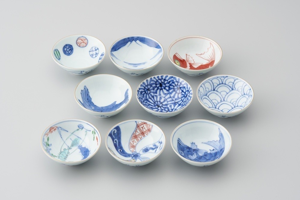 
                  【セット】有田焼　渓山窯　平盃9個セット
                