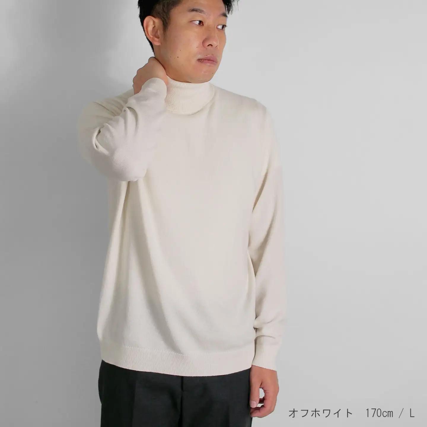 【先行予約】カシミヤニット タートルネック セーター ( ブラック・LL ) メンズ