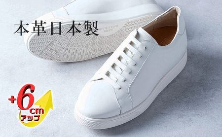 レザースニーカー 本革 メンズ 牛革スムース カジュアル 紳士靴 日本製 ローカット 外羽根 紐 レースアップ メンズシューズ No.831 ホワイト BN003 24.5cm