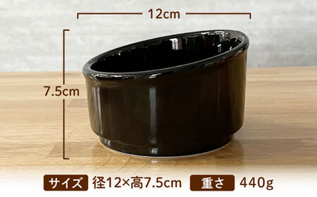 美濃焼　陶器製ペット用フードボウル【Bamboo プレーンフードボウル/ブラックpet140】【1427498】