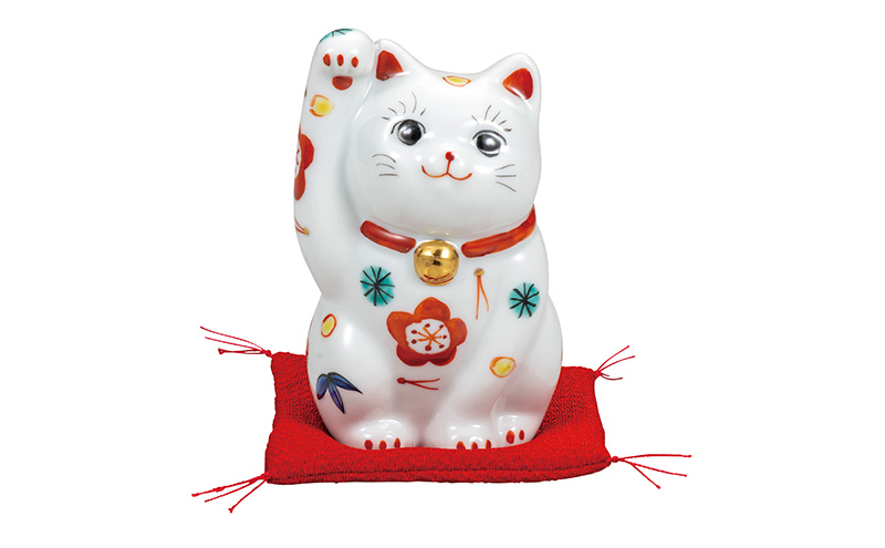 九谷焼　3.5号招き猫　松竹梅（布団付） a05 