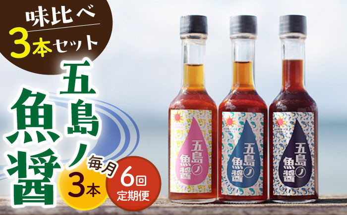 
【全6回定期便】【1本ずつ丁寧に手づくり】五島ノ魚醤 60ml 3種（青魚・白身魚・イカ）3本セット 《factory333》[DAS003] 魚醬 調味料 旨味 醤油 タレ 出汁 ダシ 常温 60000 60000円 6万円
