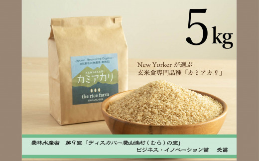 米 玄米 令和6年産 【幻の玄米】 自然栽培 カミアカリ 玄米 5kg ｜ 米 玄米 お米 自然 栽培 玄米食 南アルプス 雪解け 肥料 希少 伊那 長野 信州 【037-06】