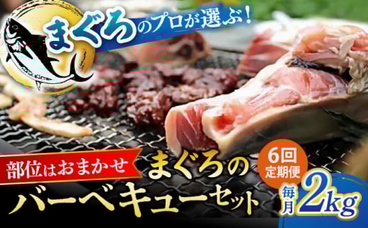 【全6回定期便】まぐろ おまかせバーベキューセット 冷凍約2kg 鮪 マグロ BBQ 魚 横須賀 本まぐろ カマ ホホ ハーモニカ 刺身 詰め合わせ 大容量 ブロック 海鮮 料理【横須賀商工会議所 おもてなしギフト事務局（本まぐろ直売所 横須賀本店）】 [AKAK030]