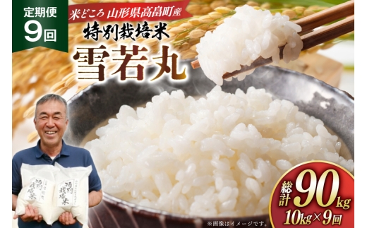 米 定期便 9回 令和8年産 特別栽培米 雪若丸 10kg 9回 計90kg [渡部ファーム 山形県 高畠町 tk06ays810052] お米 白米 精米 ごはん ご飯 ブランド米
