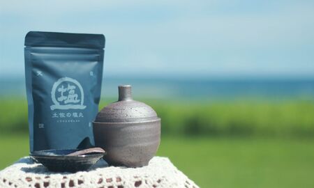 どんぐり の 塩壷 と 塩さじ ・ 豆皿 セット （ 天日海塩 土佐 の塩丸（青丸）1袋付き）［1620］