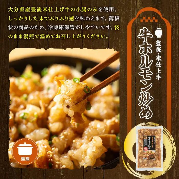 豊後米仕上げ牛牛すじ煮込み＋牛ホルモン炒めセット(合計650g・3パック)牛肉 お肉 小腸 おかず おつまみ 小分け 簡単調理 惣菜 時短【111100402】【神楽茶屋】
