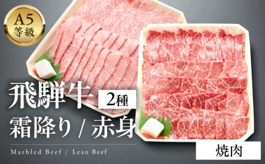 A5等級飛騨牛  霜降り・赤身焼肉　600g