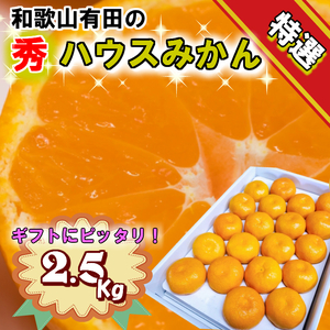 BD7007n_特撰品 有田のハウスみかん 赤秀 2.5kg 化粧箱入り (S～Lサイズおまかせ) 2026年7月発送