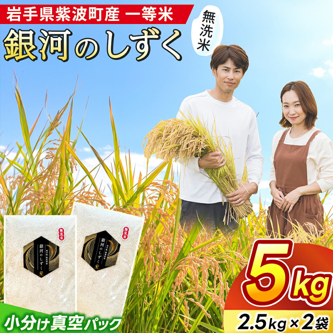 【ふるさと納税】 ＼数量限定／ 令和7年産 令和8年産 新米「銀河のしずく」 無洗米 5kg(2.5kg×2袋) 小分け真空パック 米 お米 コメ 精米 白米 岩手県紫波町産 (EN005)